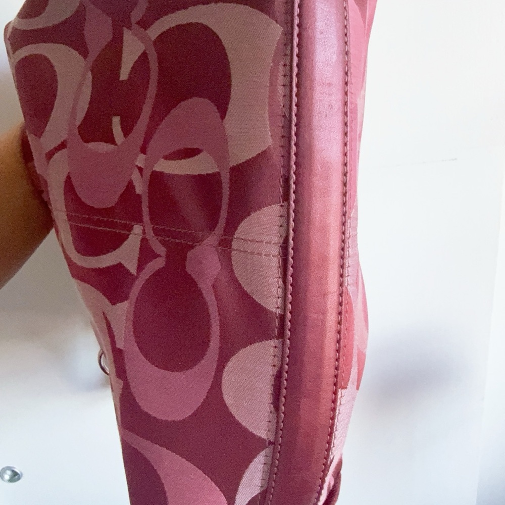 Coach Signature Hobo Shoulder Bag in Pink and Burgundy - Picture 13 of 16